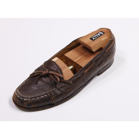 Polo Ralph Lauren Brown Crocodile Alligator Leather Bow Loafers Mens 7.5 main image 8